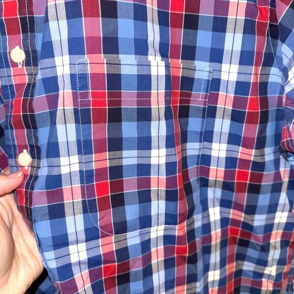 Gitman Brothers Blue Plaid Made in USA S/S Button Down Shirt XL - Picture 4 of 8
